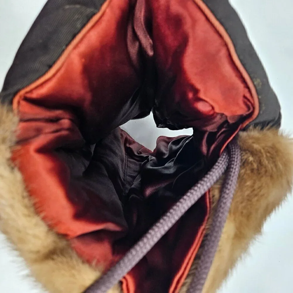 Vintage Brown Mink Muff Handwarmer Zippered Purse